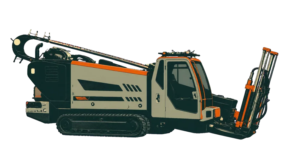 Illustration of a tracked horizontal directional drilling rig